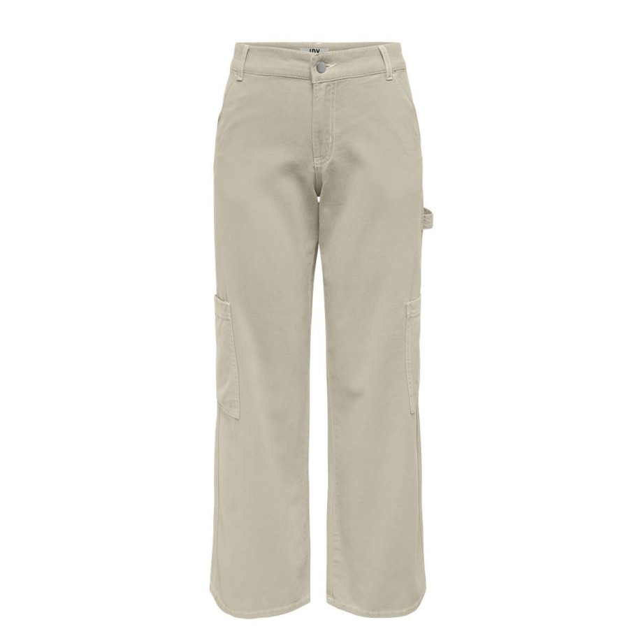 Kvinde JACQUELINE DE YONG Bukser | Jacqueline De Yong Bukser Jdyzizzy Hw Wide Cargo Pants Sandshell