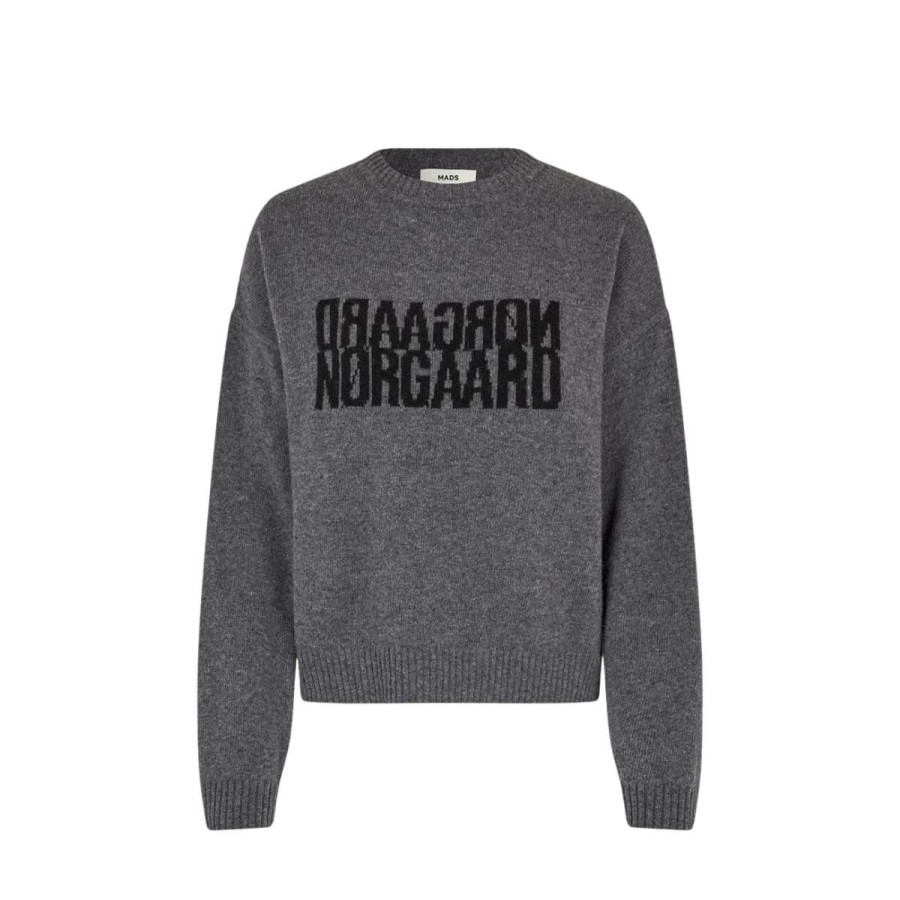 Kvinde Mads Nørgaard Strik & Cardigans | Mads Norgaard Strik Recy Soft Knit Tilona Sweater Dark Grey Melange