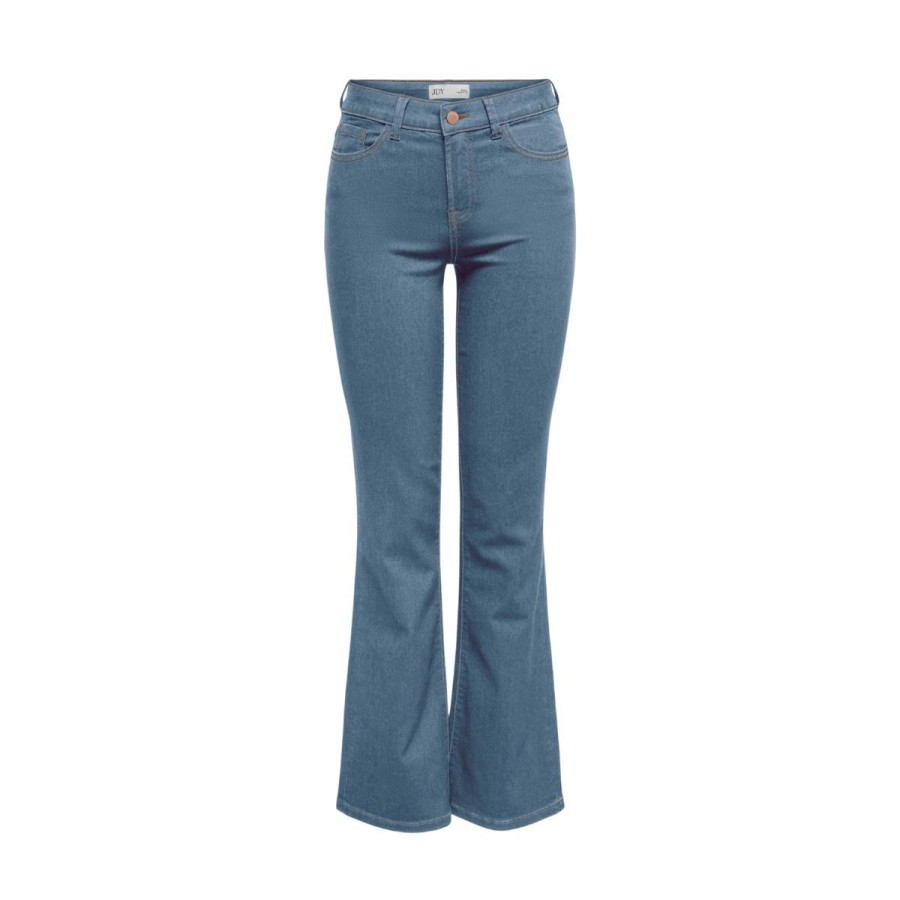 Kvinde JACQUELINE DE YONG Bukser | Jacqueline De Yong Jeans Tulga High Flare Denim Medium Blue Denim