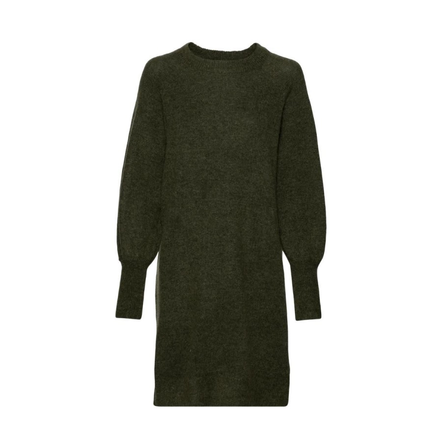 Kvinde selected femme Kjoler | Selected Femme Kjole Lulu Ls Knit Dress O-Neck Kalamata