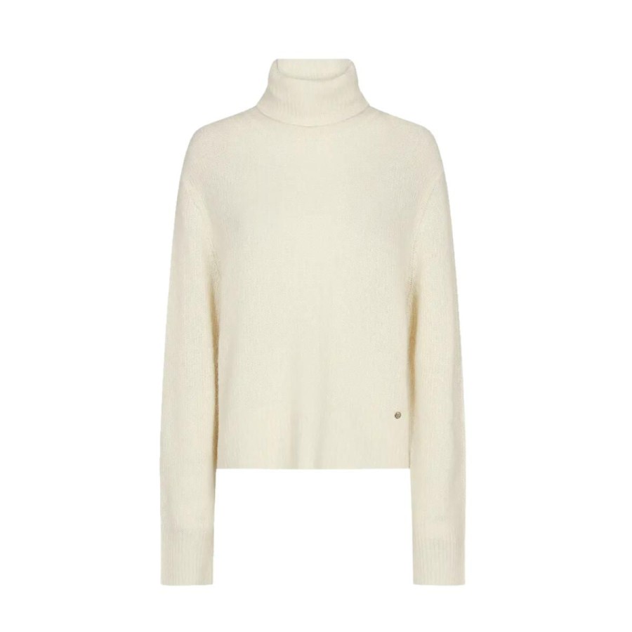 Kvinde Mos Mosh Strik & Cardigans | Mos Mosh Strik Aidy Thora Rollneck Knit Ecru