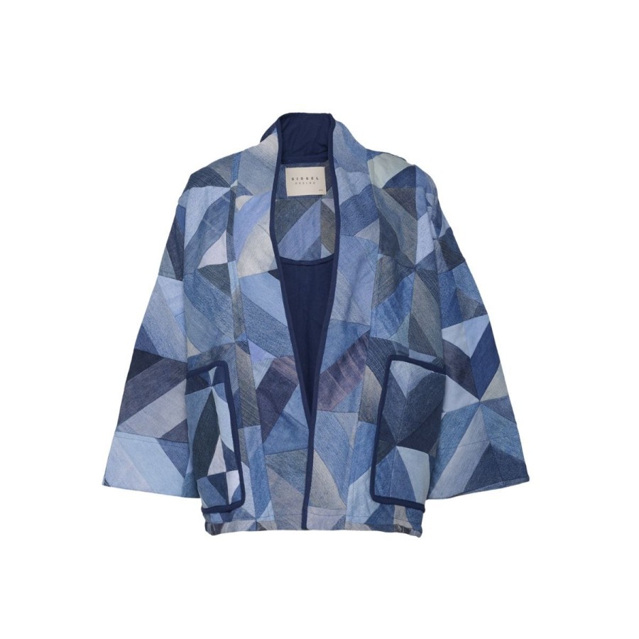 Kvinde Sissel Edelbo Overtoj | Sissel Edelbo Elliot Patchwork Denim Jakke Blue Shade