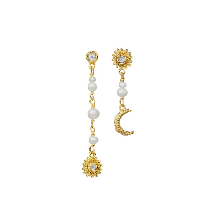 Kvinde Maanesten Oreringe | Maanesten Orering Sunniva Earring Guld