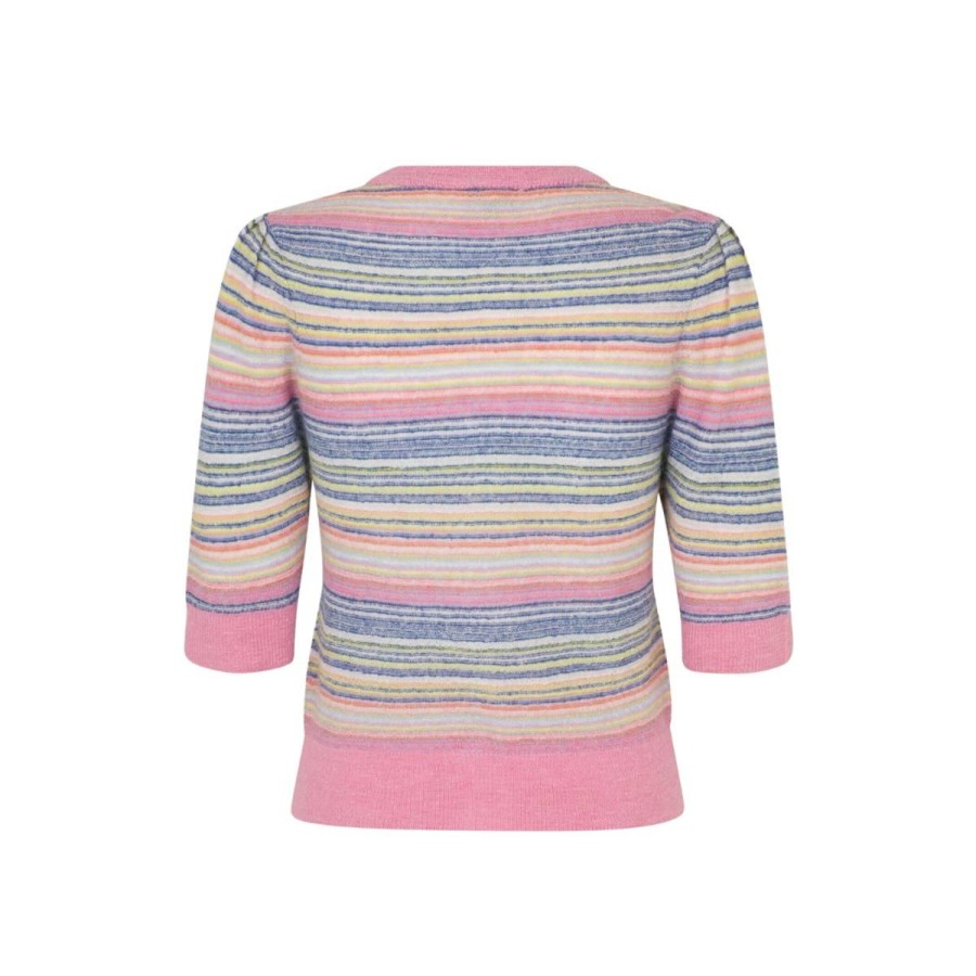 Kvinde Baum und Pferdgarten Strik & Cardigans | Baum Und Pferdgarten Cardigan Chelsea Multi Stripe Pink