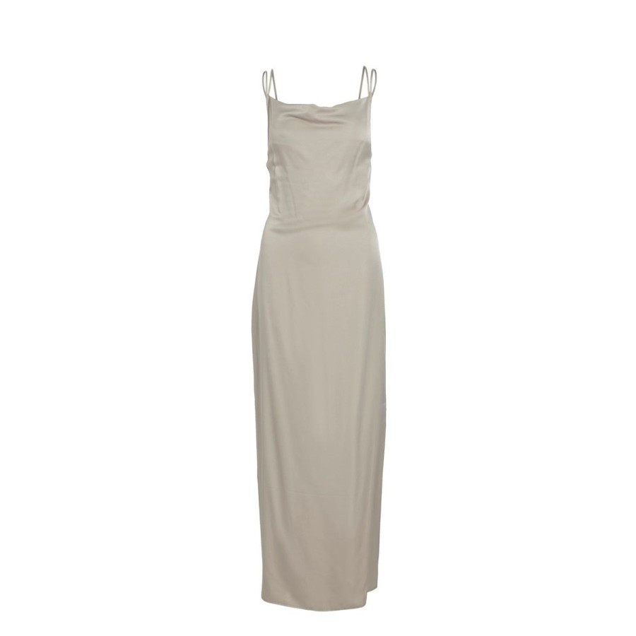 Kvinde VILA Kjoler | Vila Kjole Vimadelyn S/L Maxi Dress/Rou Simply Taupe