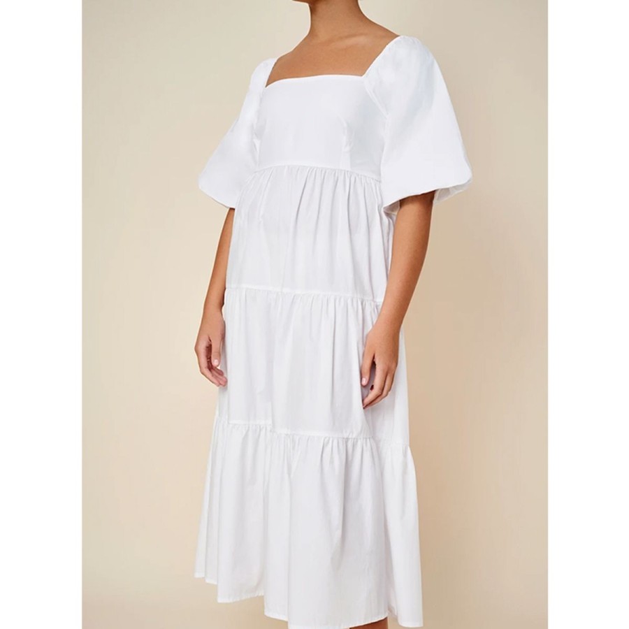 Kvinde Faithfull the Brand Kjoler | Faithfull The Brand Kjole Kiona Midi Dress White