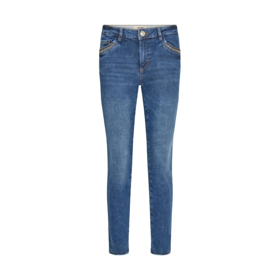 Kvinde Mos Mosh Bukser | Mos Mosh Bukser Mmsumner Line Jeans Blue