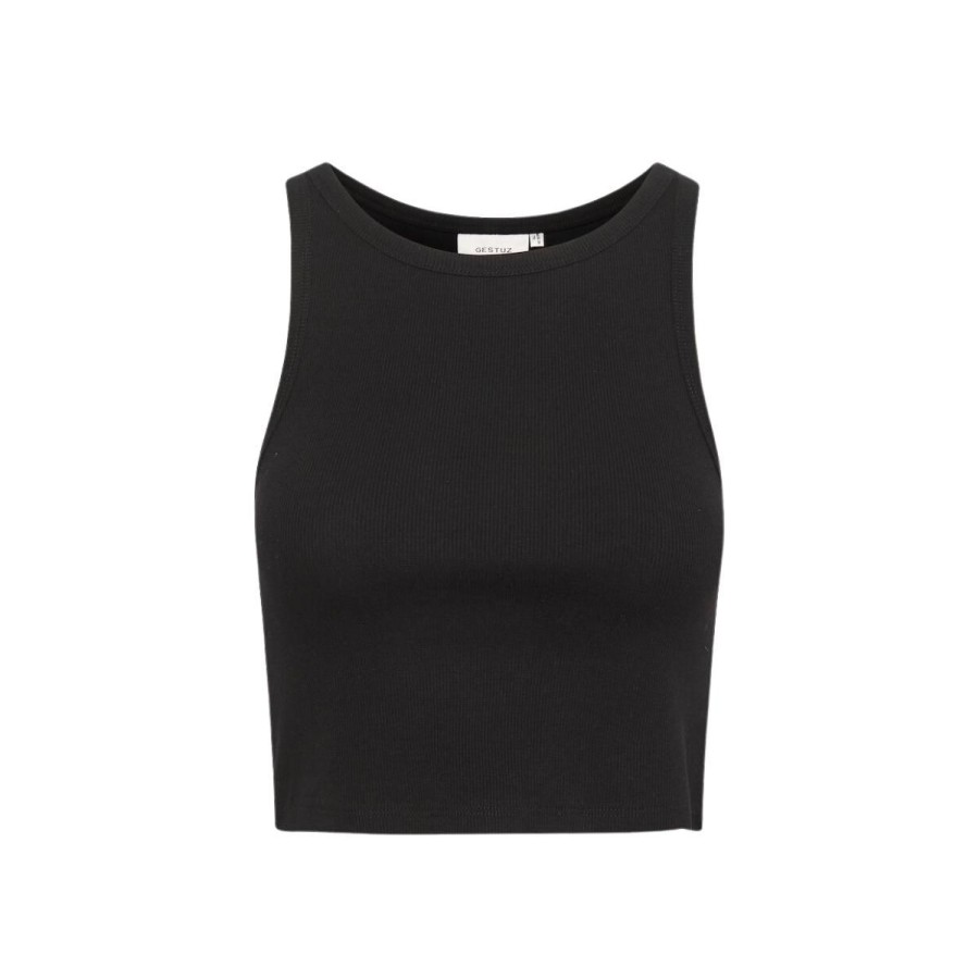 Kvinde Gestuz Toppe | Gestuz Drewgz Cropped Top Black