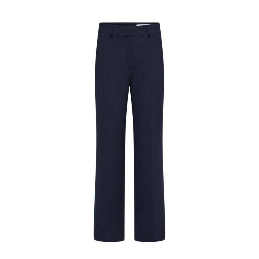 Kvinde selected femme Bukser | Selected Femme Slfrita Mw Wide Pant Dark Sap Dark Sapphire/Mel