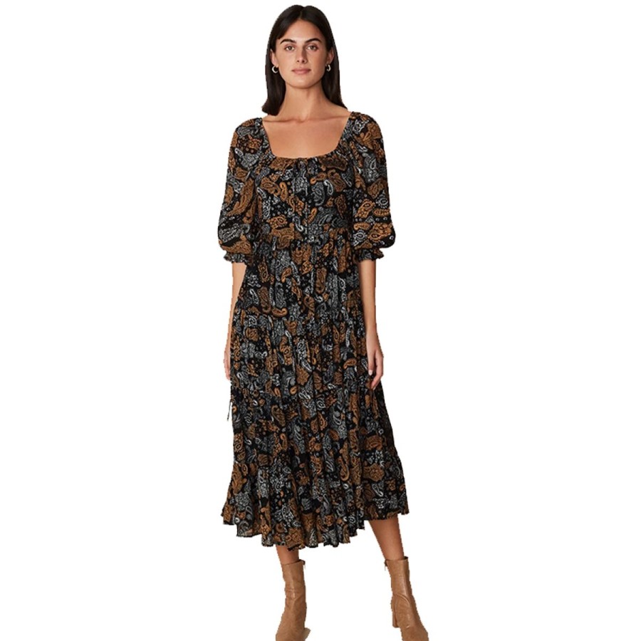 Kvinde Faithfull the Brand Kjoler | Faithfull The Brand Kjole Darsha Midi Dress Ankara Paisley Print