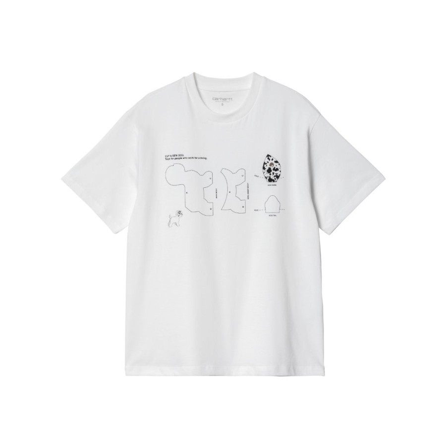 Kvinde Carhartt WIP T-Shirts | Carhartt Wip W´S/S Cut & Sewn Dog White