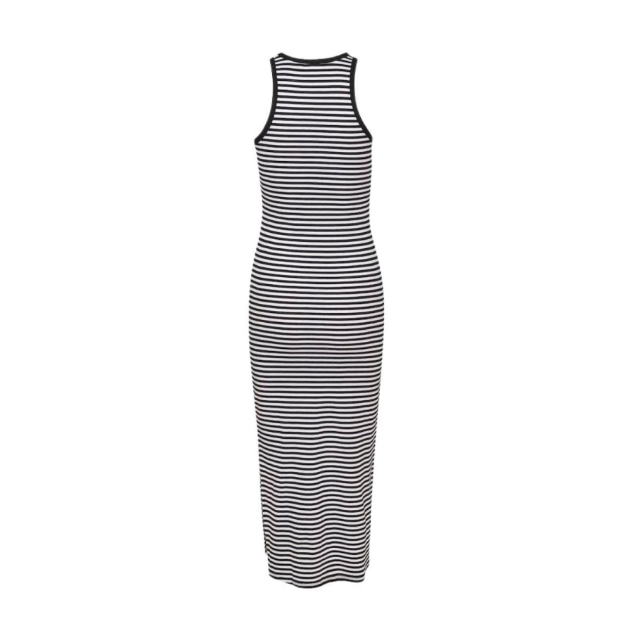 Kvinde Gestuz Kjoler | Gestuz Kjole Drewgz Striped Sl Long Dress Black/White Stripe