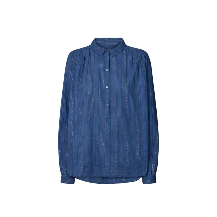 Kvinde Lollys Laundry Skjorter | Lollys Laundry Skjorte Lari Shirt Dusty Blue