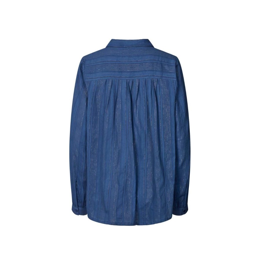 Kvinde Lollys Laundry Skjorter | Lollys Laundry Skjorte Lari Shirt Dusty Blue