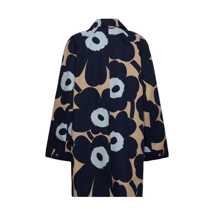 Kvinde Marimekko Overtoj | Marimekko Jakke Palttoo Unikko Morkebla/Beige