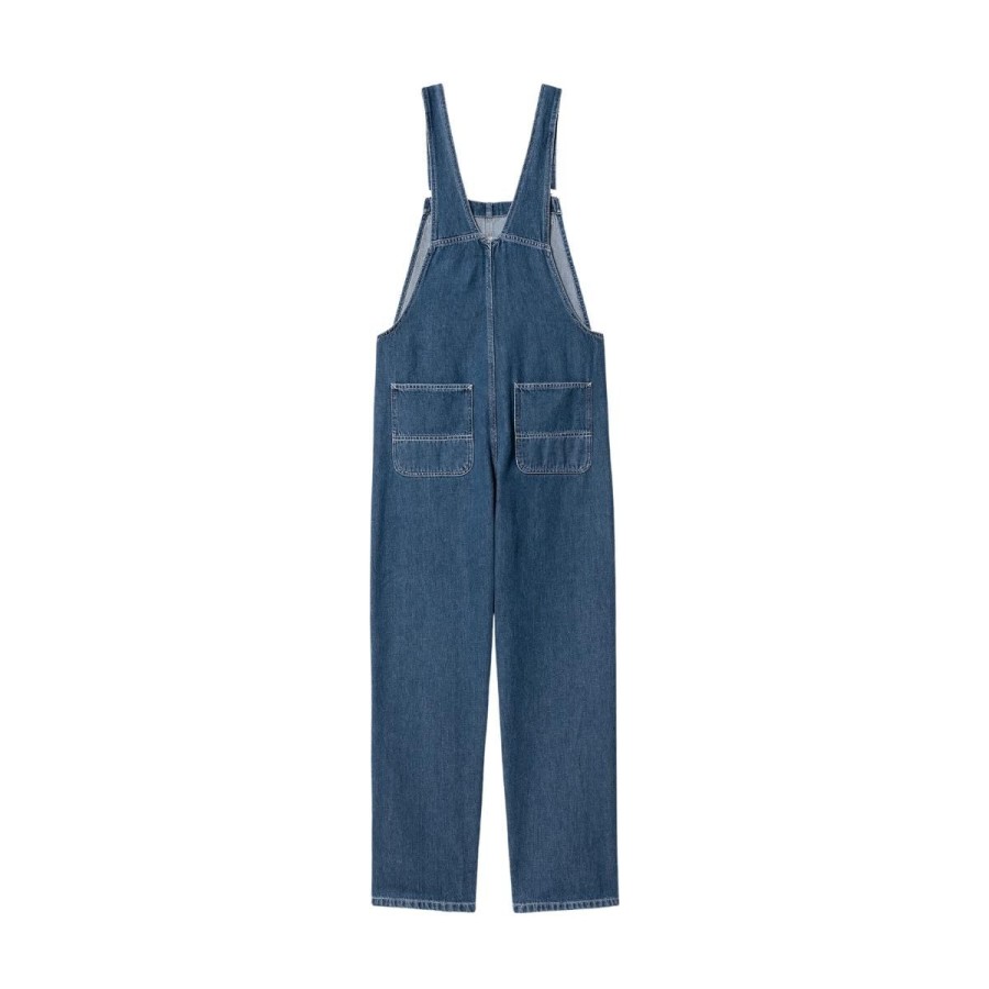 Kvinde Carhartt WIP Bukser | Carhartt Wip W' Bib Overall Straight Blue Stone Washed