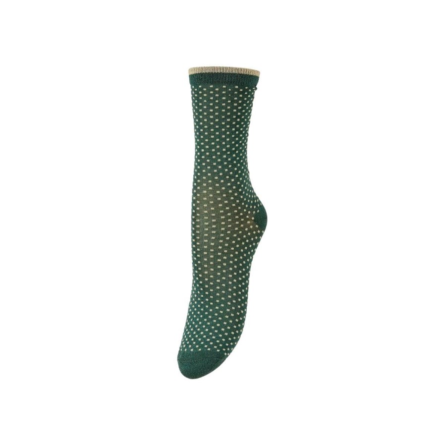 Kvinde Becksöndergaard Stromper | Becksondergaard Stromper Ditsy Glitter Sock Bronze Green