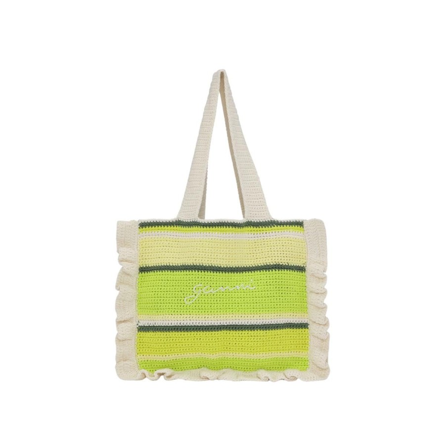 Kvinde Ganni Tasker | Ganni Taske Cotton Crochet Frill Tote Tender Shoots