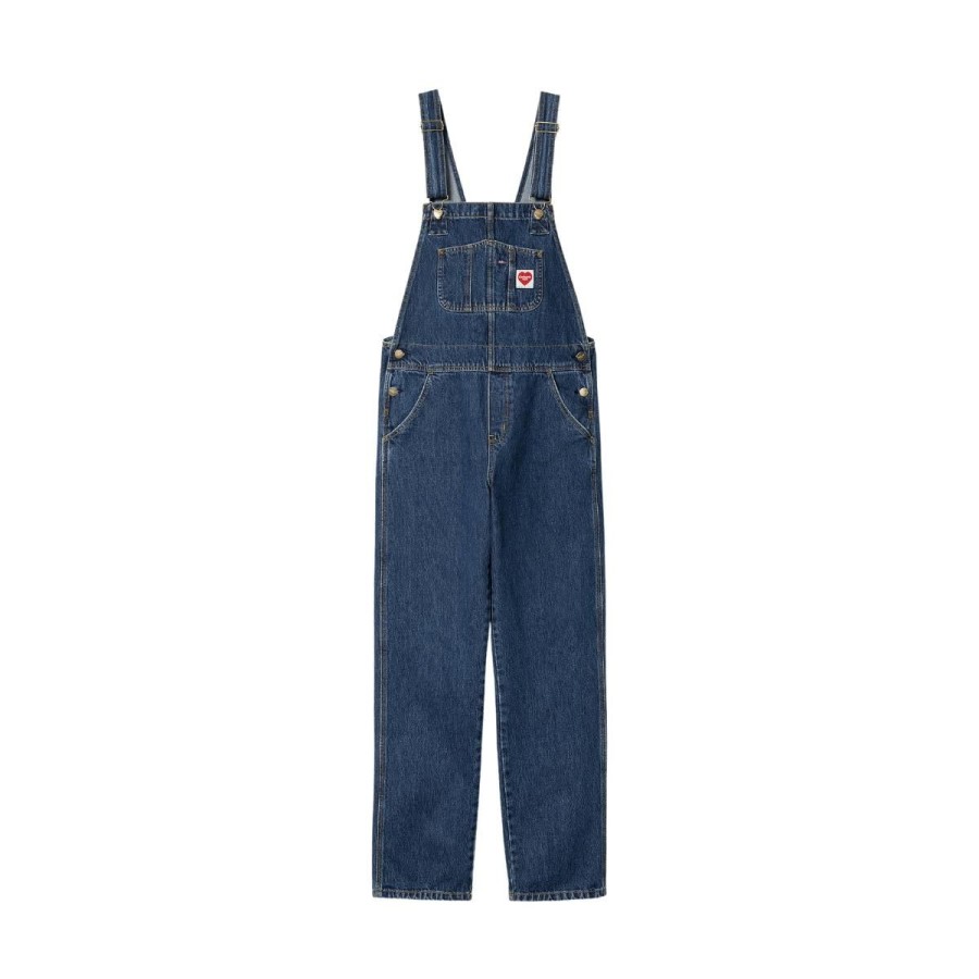 Kvinde Carhartt WIP Bukser | Carhartt Wip Smaekbukser W´ Nash Overall Straight Blue Rinsed