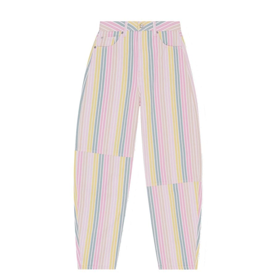 Kvinde Ganni Bukser | Ganni Bukser Stripe Denim Stary Multicolour