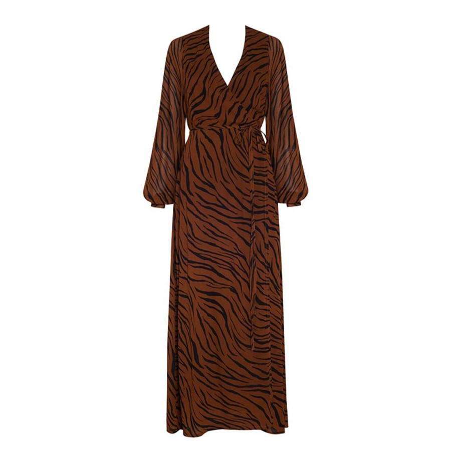 Kvinde Faithfull the Brand Kjoler | Faithfull The Brand Kjole Florian Wrap Dress Kenya Animal Print