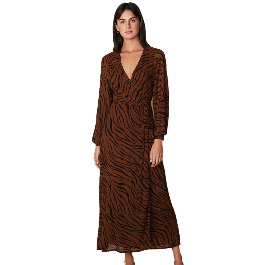 Kvinde Faithfull the Brand Kjoler | Faithfull The Brand Kjole Florian Wrap Dress Kenya Animal Print