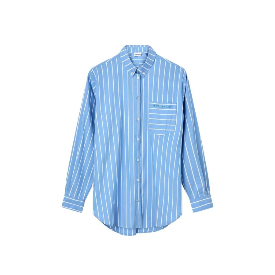 Kvinde H2OFagerholt Skjorter | H2O Fagerholt Skjorte Box Shirt Blue Stripe