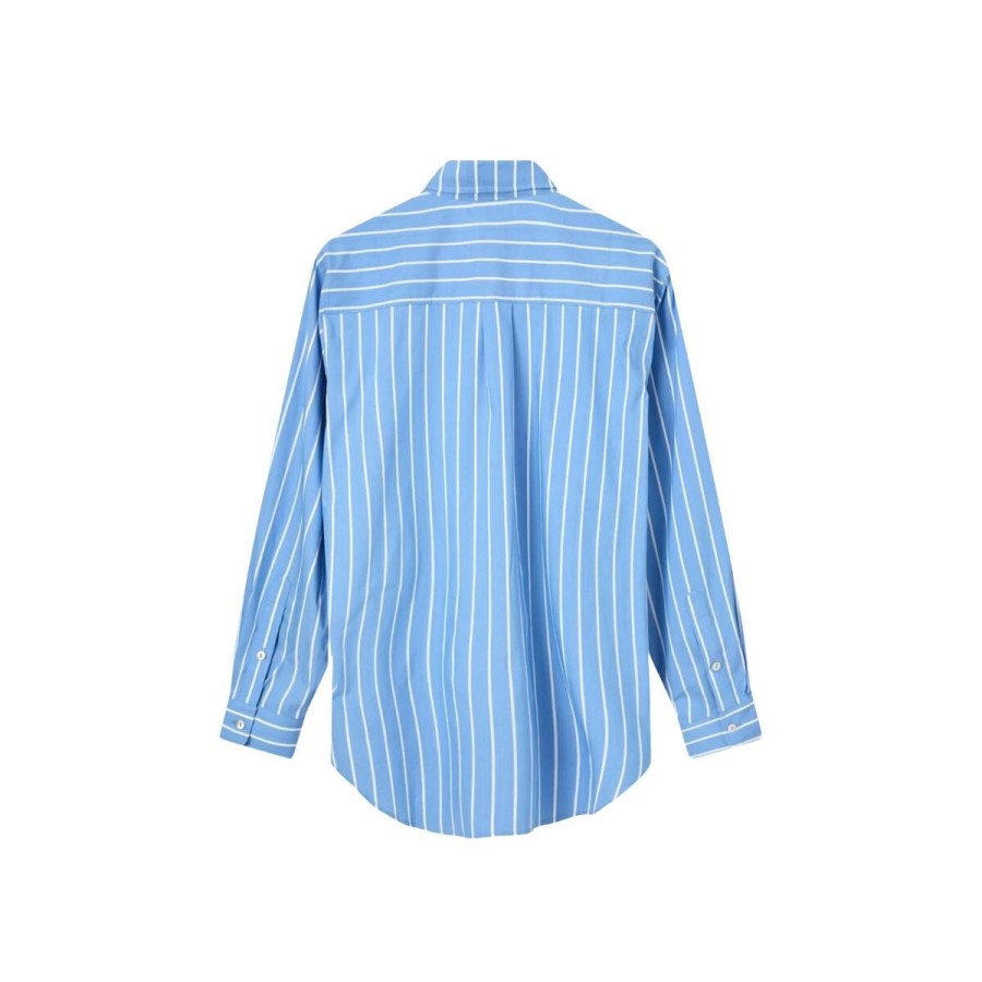 Kvinde H2OFagerholt Skjorter | H2O Fagerholt Skjorte Box Shirt Blue Stripe