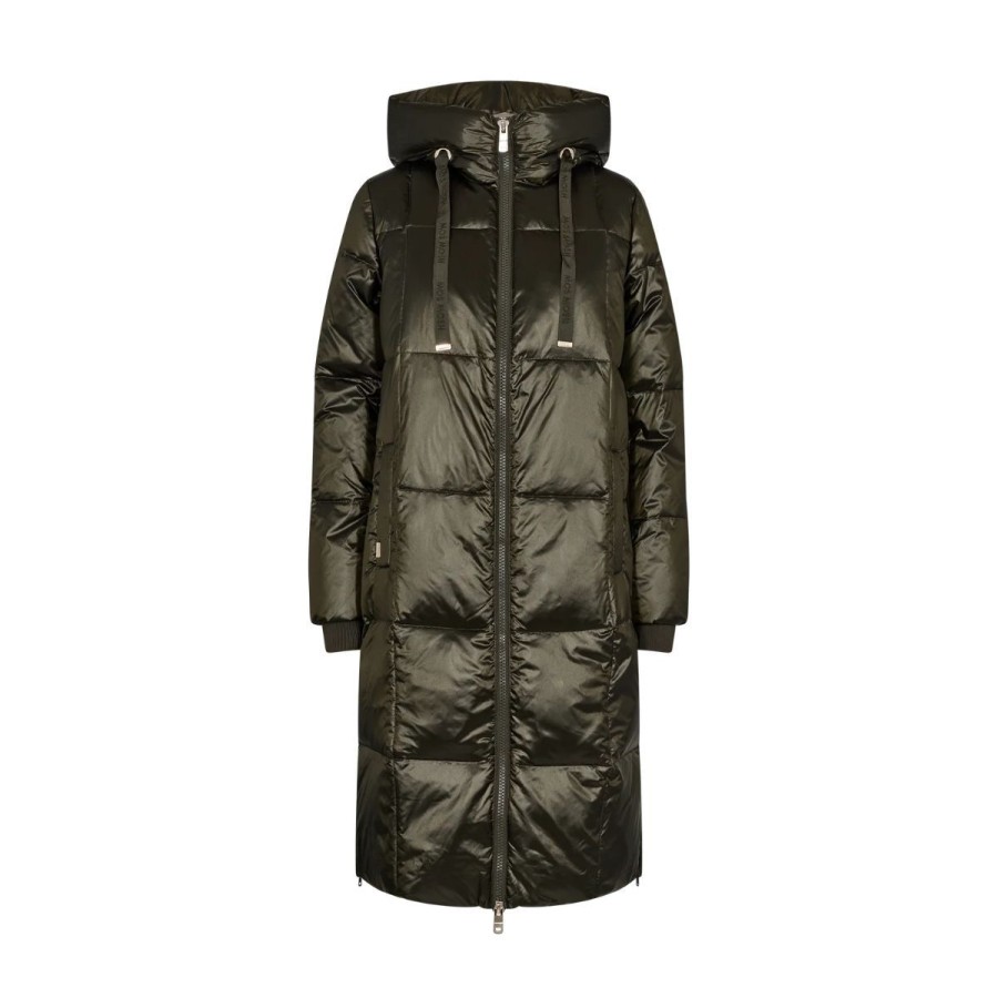 Kvinde Mos Mosh Overtoj | Mos Mosh Frakke Nova Metallic Down Jacket Forest Night